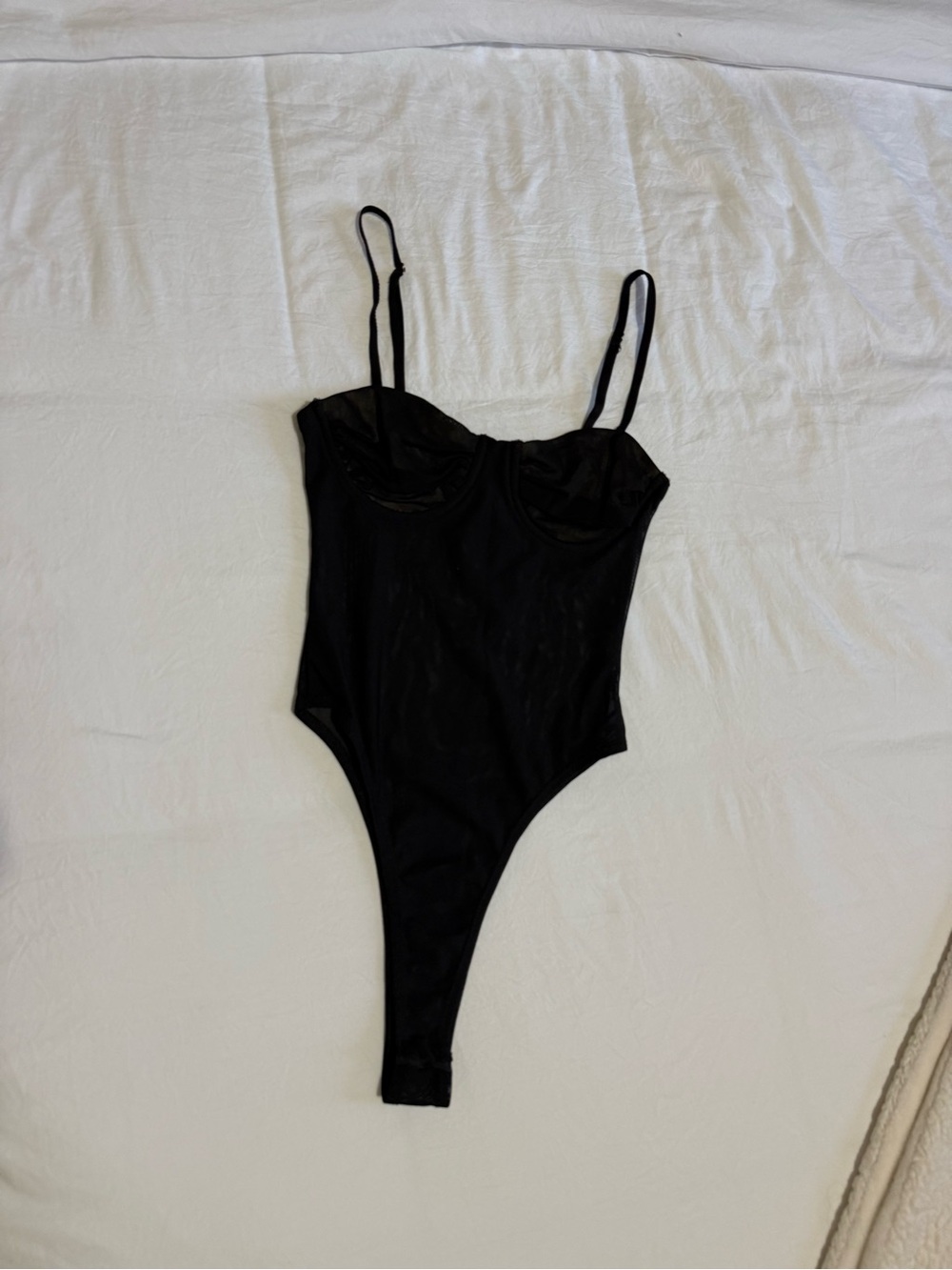 Black Mesh Women’s Underwire Thong Bodysuit